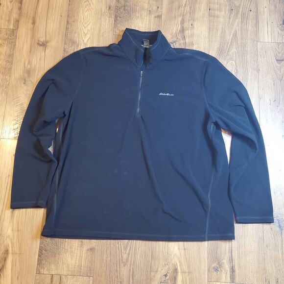 Eddie Bauer Men's Black Fleece Pullover 1/4 Zip Sweater Jacket Size 2XL - Picture 1 of 5